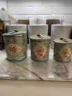 Vintage Daher Tin Canisters Made In Holland Floral And Raised Details  Set Of 3