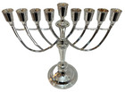 Vintage Judaica Shiny Silver Jewish Hanukkah Menorah Judaism Israel Hebrew