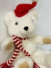 Russ Berrie White Christmas Teddy Bear Vtg Stuffed Animal Plush 7   