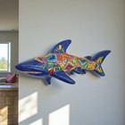 Talavera Shark Wall Sculpture   Colorful Mexican Art