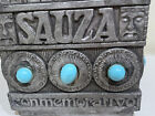 Vintage Rare Turquoise Sauza Conmemorativo Tequila Bottle Stand Mexico Aztec God