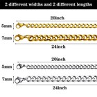 5 7mm 16-36  Silver gold Plated Curb Cuban Link Chain Necklace Stainless Steel