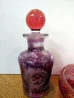 Vintage Cranberry Etched Glass Perfume And Powder Dish Vanity Dresse  ezs003778 