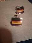 Rare Vtg  David Donahue Guilloche Enamel Multi Colored Sterling Silver Cufflinks