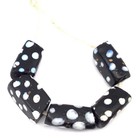 5 Venetian Antique Black White Ghost Wound African Glass Trade Beads  1695