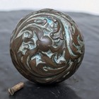 Antique Bronze Door Knob Victorian Art Nouveau Heavy Dark Patina C 1885    