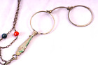 Antique Art Deco Folding Reading Glasses Magnifying Glass Semi-precious Stones