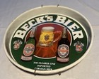 Beck s Bier  1 German Import Vintage Metal Beer Tray 13  Diameter 1968 Pre-loved