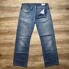 Diesel Jeans Men 29x34 Blue Larkee Straight Leg Denim Made Italy 0r8xy Hemmed 28