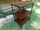 Older 3 Teir Solid English Oak Lamp Side End Bedside Table W barley Twist Legs