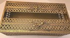 Vintage Ormolu Gold Rose Filigree Tissue Box Cover Hollywood Regency Vanity
