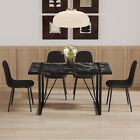 5 Piece Dining Table Set Wooden Dining Table W  4 Black Upholstered Chairs