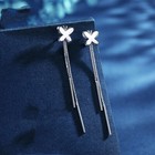 Women 925 Sterling Silver Jewelry Earrings Elegant 3d Butterfly Tassel Stud 0182