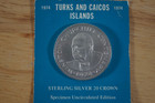 Turks And Caicos 1974 20 Crowns Sterling Silver Coin Uncirculated 1 15 Oz Asw