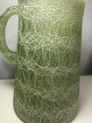 Vintage  Mcm Spaghetti String green Glass Pitcher