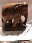 Vintage Hand-carved Solid Wood Elephant Statue Figurine W base
