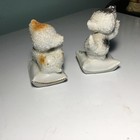 2 Vtg 1950   s Sugar Glazed Kitten Figurines Pillow Japan Porcelain Free Shipping