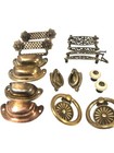 Large Lot Vintage Hardware Drawer Pulls Knobs Various Handles Brass metal Rare