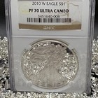 Proof 2010 W  1 Silver Eagle Ngc Pf70uc Classic Brown Label 1 Of 9 023 Spotless 
