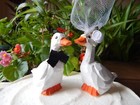 Goose White Cake Topper Bride Groom Love Wedding Engagement Wood Statue