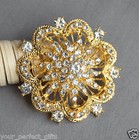 10 Rhinestone Brooch Gold X Large Pearl Crystal Wedding Bridal Brooch Bouquet 