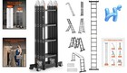 Folding Ladder 7-in-1 Aluminum Telescoping 15 5 Ft Reach 330 Lb Scaffold Plank