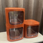 Lot Of 3 Orange Morden Space Age Style Modular Desk Drawer  Flowerpot