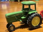 Vintage Ertl John Deere Tractor W Red 3 Bottom Plow 1 32 Diecast Farm Toy Usa