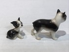 Vintage Hagen Renaker Miniature Boston Terrier Mom And Pup Porcelain Figurines