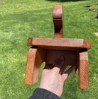 Vintage Minimalist Natural Wooden Turtle Foot Stool Hand Carved Child Step
