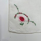 Embroidered Linen Pink Floral Handkerchief Bridesmaid Wedding Cottage Core Vtg