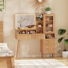 Vanity Desk With Lighted Mirror   Usb fluted Makeup Table With 5 Drawers Storage