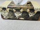 Tissue Box Cover Cats Kitties Bobs Boxes Primitive Tissue Holder Dispenser Euc