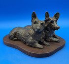 Vintage Lost Wax Bronze Figurine Of Two Pembroke Welsh Corgi Dogs Signed Argos
