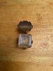 Heavy Lead Crystal 1 1 2  Square Inkwell With Glass Llid   Brass Stand-uninked