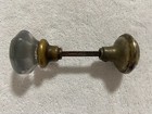 Antique Vintage Glass   Brass Door Knobs With Spindle