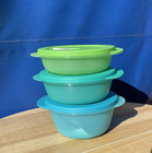 Tupperware Set Of 3 Crystalwave Round Microwave Container With Spout New