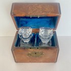 Antique Leather   Brass Scent Perfume Casket With Velvet Lining 2 Bottles