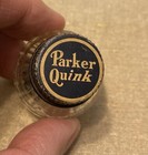 Vintage Small Parker Quink Ink Glass Bottle W metal Lid Empty