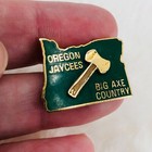 Vtg Oregon Jaycees Big Axe Country Enamel Lapel Pin