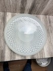 Vtg Round White   Clear Glass Ceiling Light Shade 15   