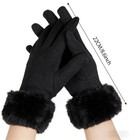 Choyaxo Faux Fur Gloves Fuzzy Gloves Winter Cute Glove Fur Lined Gloves Black
