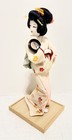 Vintage Japanese Geisha Doll 15 5    Silk Crepe Face Kimono Mirror Nihon Ningyo