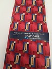 Roundtree   Yorke Men s Silk Tie Red Blue Geometric Handmade Stain Resistant Nwt