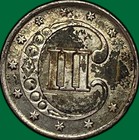 1851 Three Cent Silver Trime Choice Almost Uncirculated Au  Coin  44099