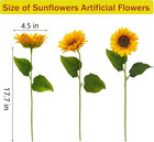 10pcs Sunflowers Artificial Flowers  Fake Silk Sunflower With Long Stem  Artific
