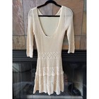 Nwot Vintage Moda International Crochet Cream Boho Cottagecore Dress Sz M Beach