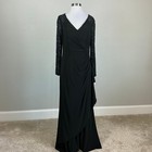 Alex Evenings Black Formal Gown Beaded Lace Long Sleeve A-line Dress Size 8