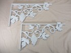 2 Antique Vintage Large Ornate Cast Iron Heavy Duty Shelf Brackets Arms  b 