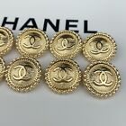 10 Chanel Buttons Cc Logo Round Gold Metal 22mm Vintage